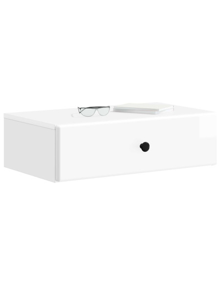 Tavolino da Parete Laterale Bianco Lucido 59 x 34,5 x 17 cm