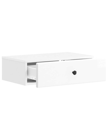 Tavolino da Parete Laterale Bianco Lucido 59 x 34,5 x 17 cm