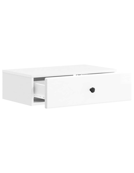 Tavolino da Parete Laterale Bianco Lucido 59 x 34,5 x 17 cm