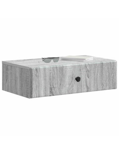 Tavolino da Parete Laterale Grigio Sonoma 59 x 34,5 x 17 cm