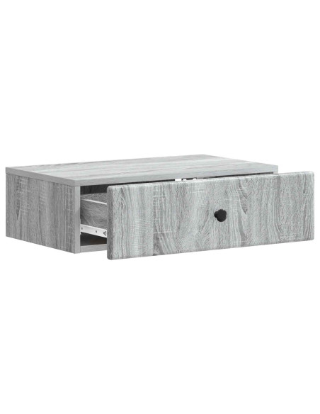 Tavolino da Parete Laterale Grigio Sonoma 59 x 34,5 x 17 cm