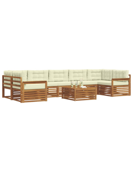 Set di divani con cuscino 8 pcs Naturale e Crema