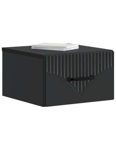 Mobiletto da notte a muro con cassetto Nero 34,5 x 33 x 20 cm