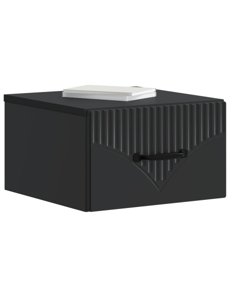 Mobiletto da notte a muro con cassetto Nero 34,5 x 33 x 20 cm