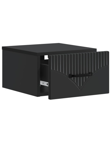 Mobiletto da notte a muro con cassetto Nero 34,5 x 33 x 20 cm