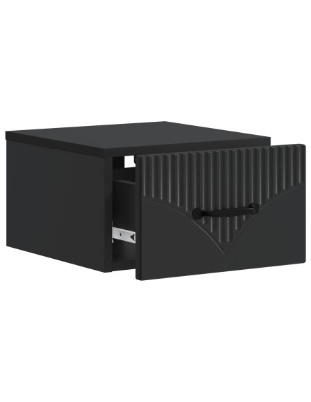 Mobiletto da notte a muro con cassetto Nero 34,5 x 33 x 20 cm