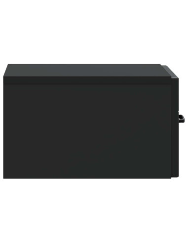 Mobiletto da notte a muro con cassetto Nero 34,5 x 33 x 20 cm