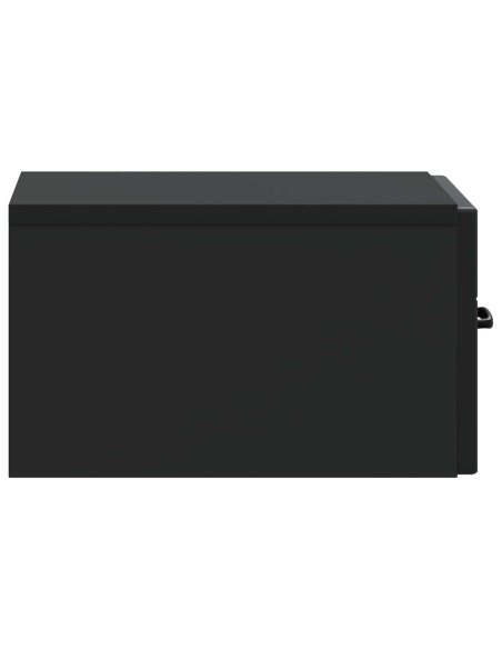 Mobiletto da notte a muro con cassetto Nero 34,5 x 33 x 20 cm