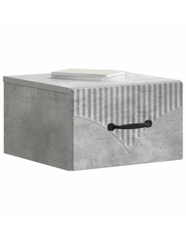 Mobiletto da notte a muro con cassetto 2 pcs Grigio Cemento