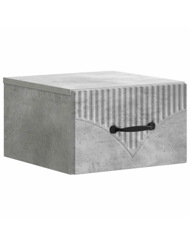 Mobiletto da notte a muro con cassetto 2 pcs Grigio Cemento