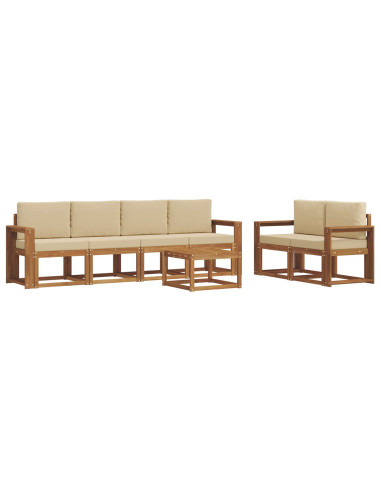 Set di divani da esterno con cuscino 7 pcs Naturale e Beige