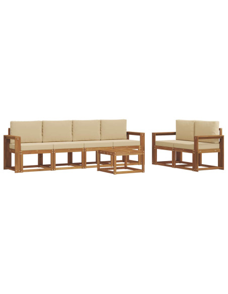 Set di divani da esterno con cuscino 7 pcs Naturale e Beige