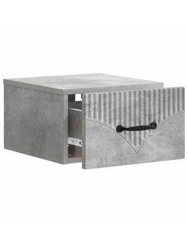 Mobiletto da notte a muro con cassetto 2 pcs Grigio Cemento