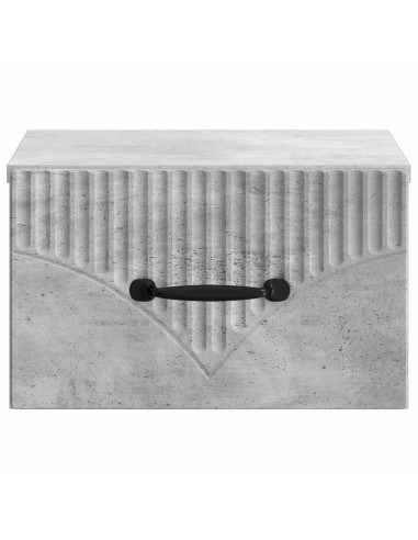 Mobiletto da notte a muro con cassetto 2 pcs Grigio Cemento