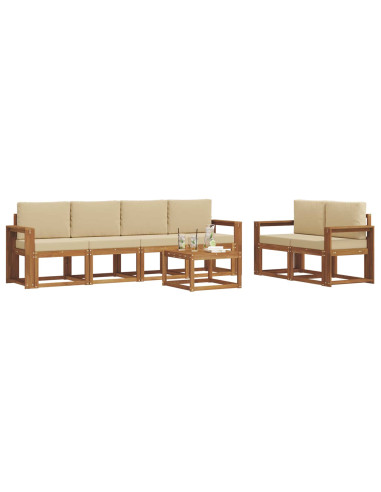 Set di divani da esterno con cuscino 7 pcs Naturale e Beige
