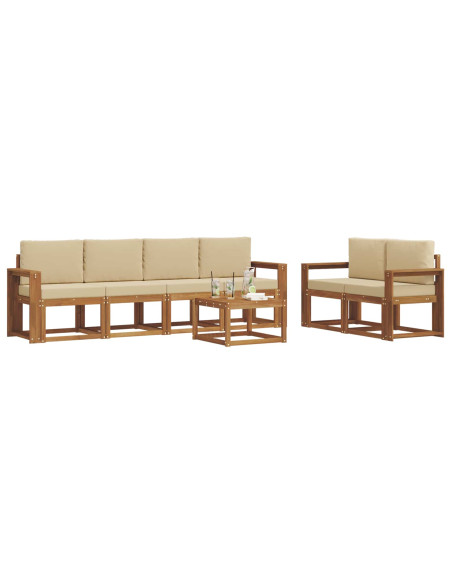 Set di divani da esterno con cuscino 7 pcs Naturale e Beige