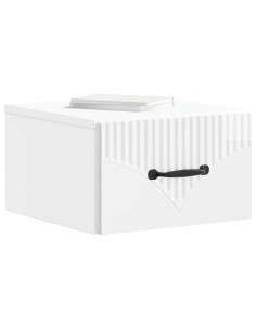 Mobiletto da notte a muro Bianco Lucido 34,5 x 33 x 20 cm 2