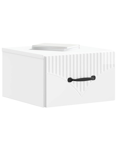 Mobiletto da notte a muro Bianco Lucido 34,5 x 33 x 20 cm