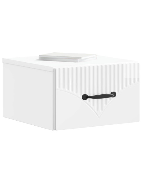 Mobiletto da notte a muro 2 pcs Bianco Lucido 34,5 x 33 x 20 cm