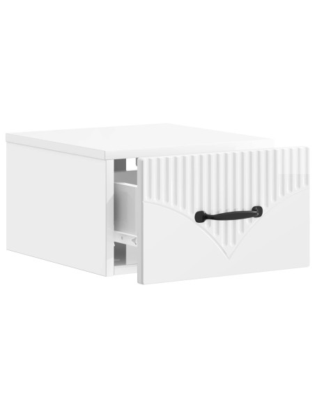 Mobiletto da notte a muro 2 pcs Bianco Lucido 34,5 x 33 x 20 cm
