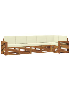 Set divani 6 pcs Naturale e Crema Legno di Acacia Massello 2
