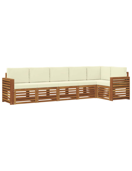 Set divani 6 pcs Naturale e Crema Legno di Acacia Massello