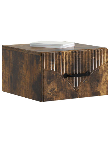 Mobiletto da notte a muro 2 pcs Rovere Fumo 34,5 x 33 x 20 cm