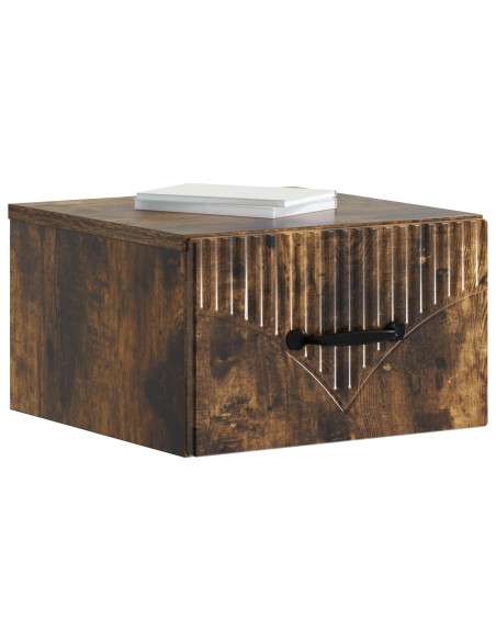 Mobiletto da notte a muro 2 pcs Rovere Fumo 34,5 x 33 x 20 cm