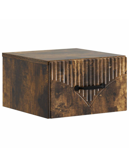 Mobiletto da notte a muro 2 pcs Rovere Fumo 34,5 x 33 x 20 cm