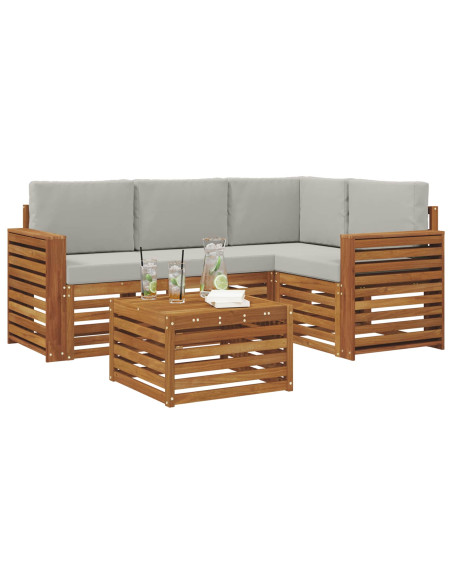 Set di Mobili 5 pcs Grigio Naturale e Chiaro Legno multistrato