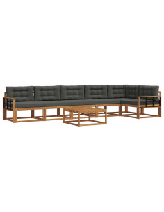 Set di divani da esterno con cuscino 7 pcs Naturale e Antracite 2