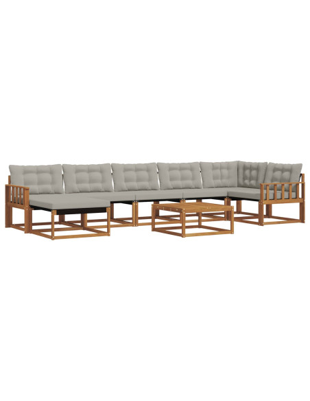 Set di divani da esterno 8 pcs Grigio Naturale e Chiaro