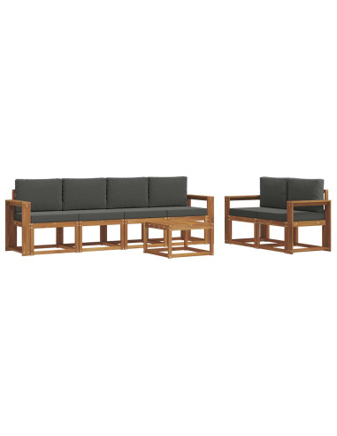 Set di divani da esterno con cuscino 7 pcs Naturale e Antracite