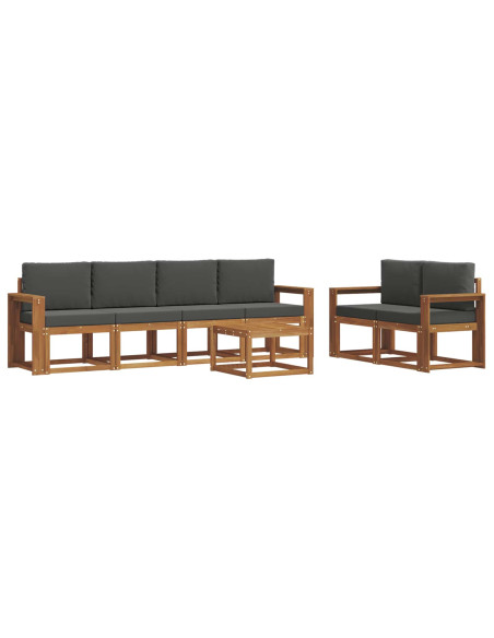 Set di divani da esterno con cuscino 7 pcs Naturale e Antracite