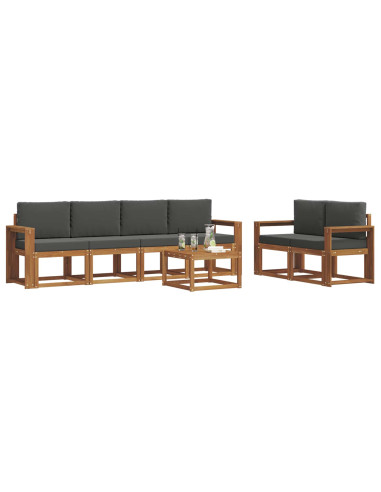 Set di divani da esterno con cuscino 7 pcs Naturale e Antracite