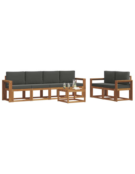 Set di divani da esterno con cuscino 7 pcs Naturale e Antracite