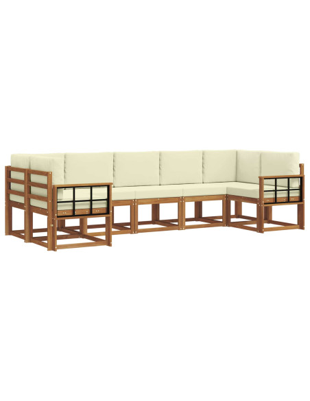 Set di divani con cuscino 7 pcs Naturale e Crema