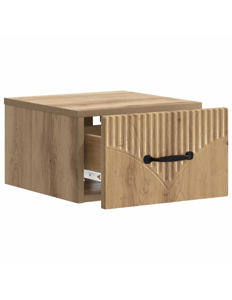 Mobiletto da notte a muro con cassetto 2 pcs Rovere Artigianale