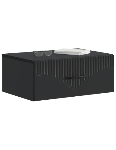Mobiletto da notte a muro con cassetto Nero 49 x 34,5 x 20 cm