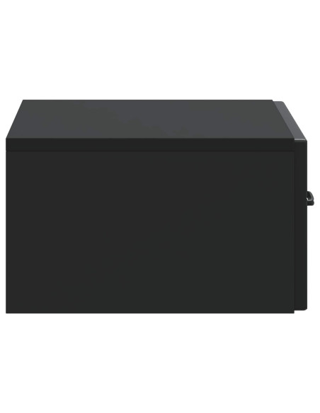 Mobiletto da notte a muro con cassetto Nero 49 x 34,5 x 20 cm