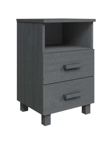 Comodino HAMAR Grigio Scuro 40x35x62 cm Legno Massello di Pino