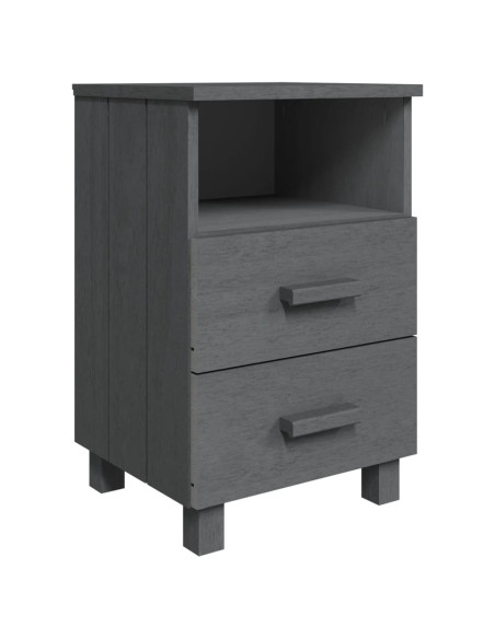 Comodino HAMAR Grigio Scuro 40x35x62 cm Legno Massello di Pino