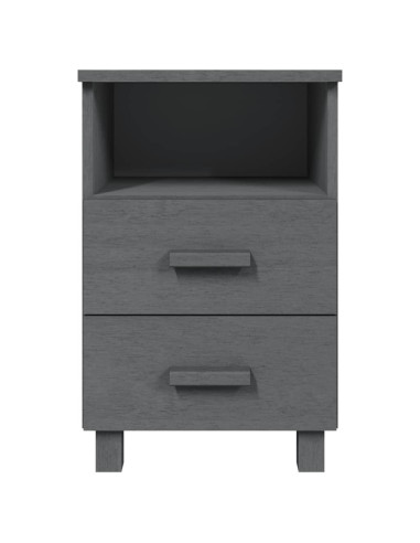 Comodino HAMAR Grigio Scuro 40x35x62 cm Legno Massello di Pino