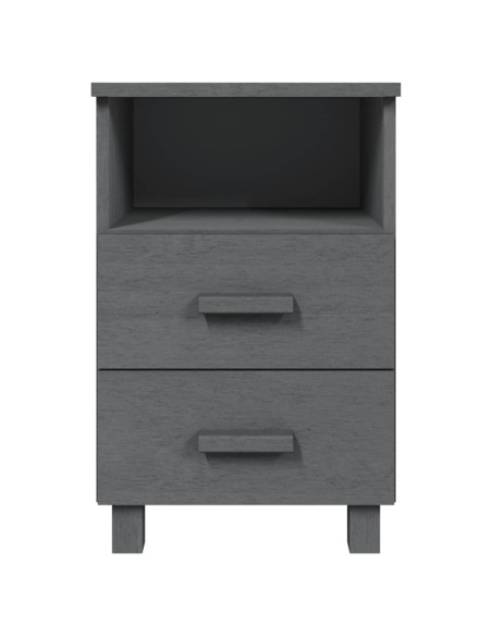Comodino HAMAR Grigio Scuro 40x35x62 cm Legno Massello di Pino