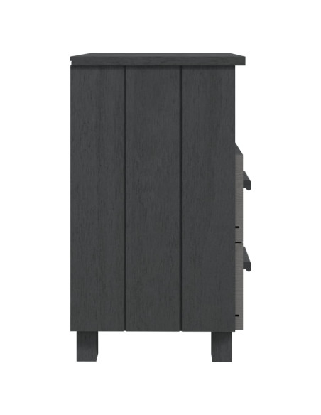 Comodino HAMAR Grigio Scuro 40x35x62 cm Legno Massello di Pino