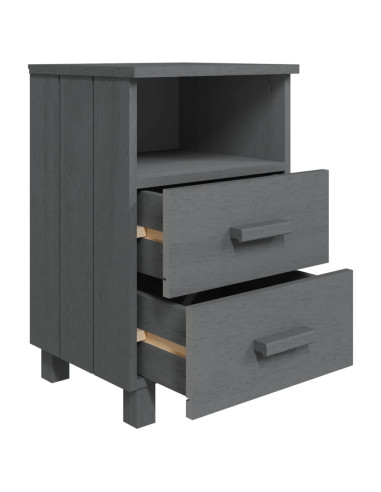 Comodino HAMAR Grigio Scuro 40x35x62 cm Legno Massello di Pino