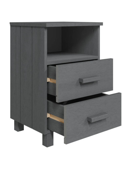 Comodino HAMAR Grigio Scuro 40x35x62 cm Legno Massello di Pino
