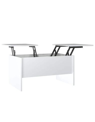 Tavolino Salotto Bianco Lucido 80x50x42,5 cm Legno Multistrato