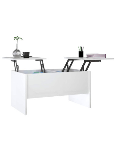 Tavolino Salotto Bianco Lucido 80x50x42,5 cm Legno Multistrato