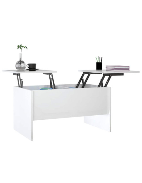 Tavolino Salotto Bianco Lucido 80x50x42,5 cm Legno Multistrato